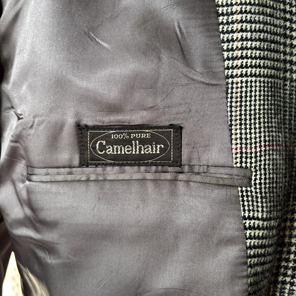 VTG Camelhair Windowpane Blazer Brooks Brothers Wool Jacket‎ Sport Coat Sz 46-48